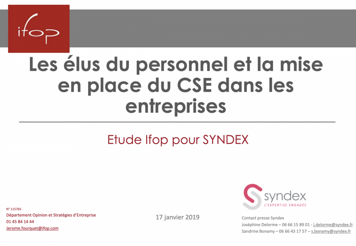 étude SYNDEX/IFOP 2019 Baromètre du dialogue social